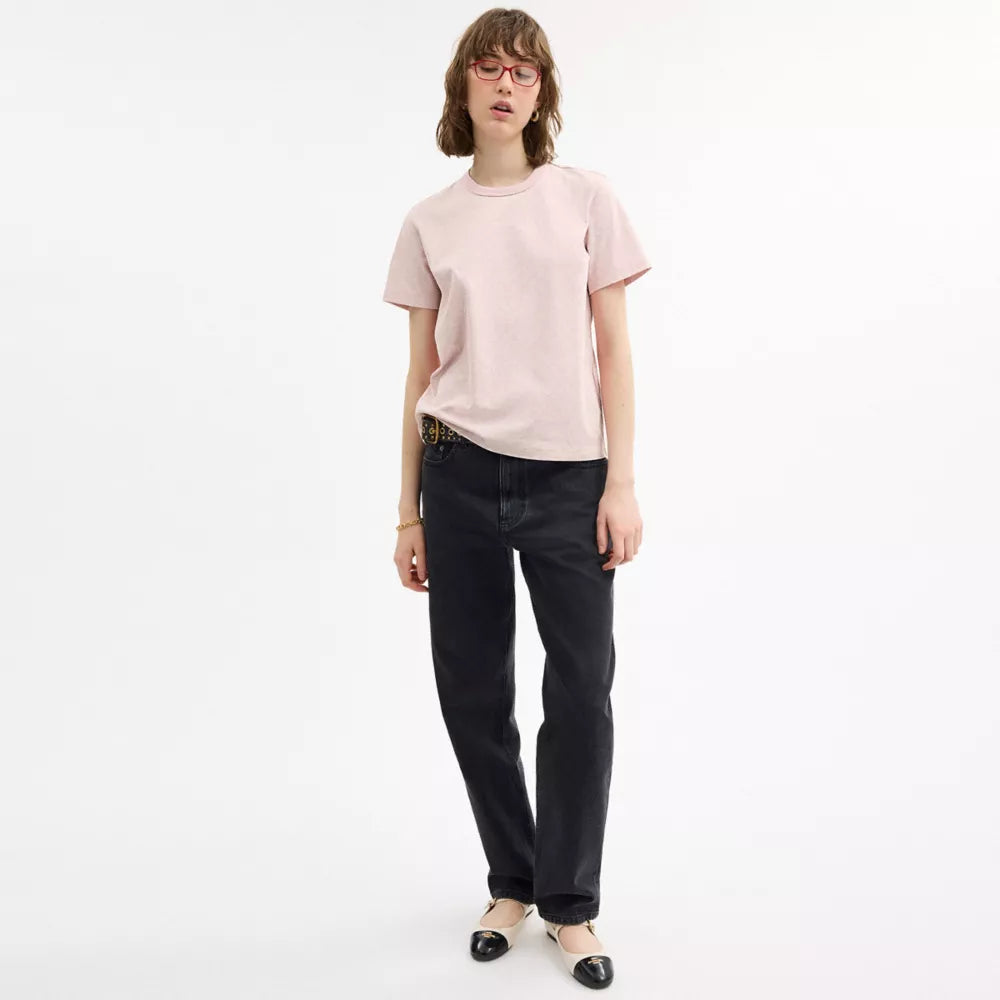 All Over Signature T-Shirt In Organic Cotton - Pink Multi