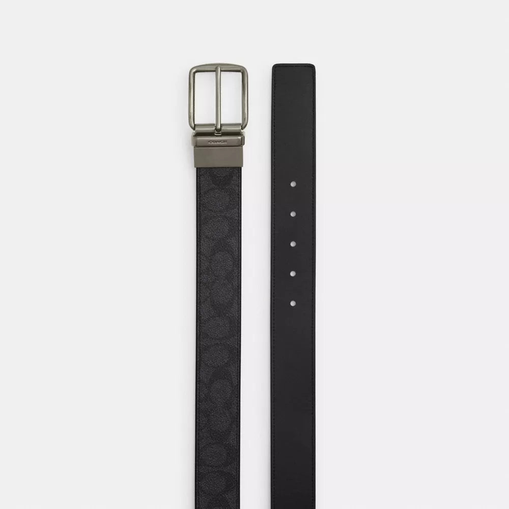 Boxed Card Case And Belt Set In Signature Canvas - Gunmetal/Charcoal/Black