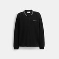 Signature Trim Long Sleeve Polo In Regenerative Cotton - Black