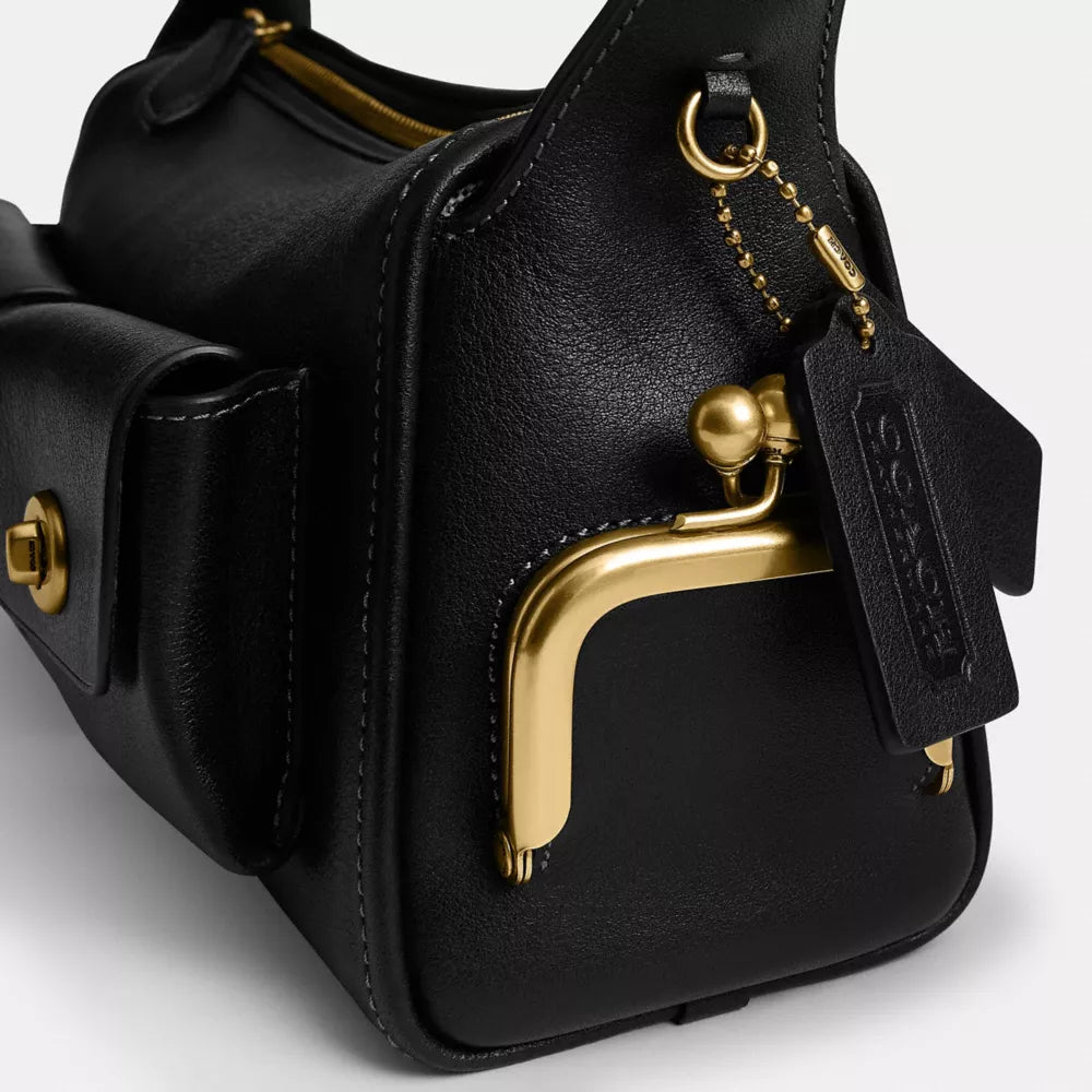 Turnlock Haversack Bag 27 - Natural Grain Leather/Brass/Black