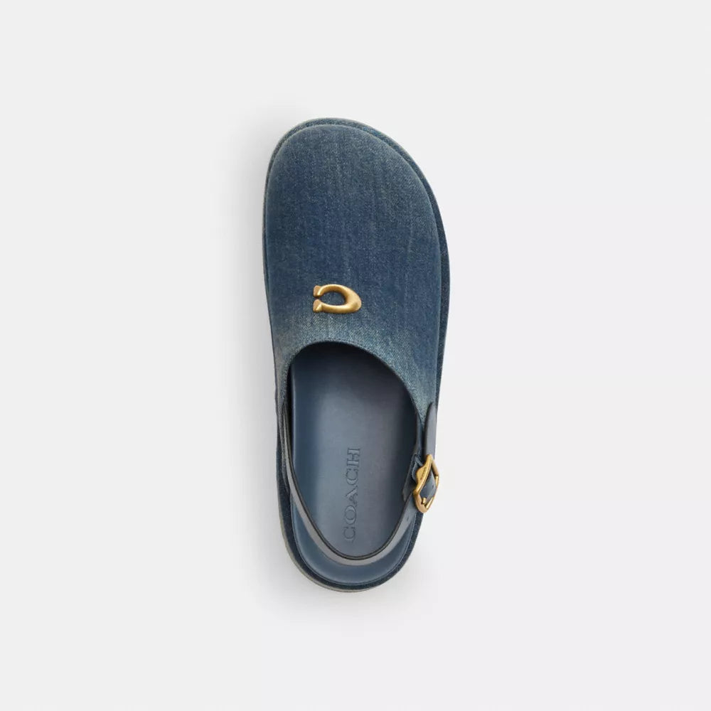 Sculpted C Platform Clog In Loved Denim - Dark Indigo