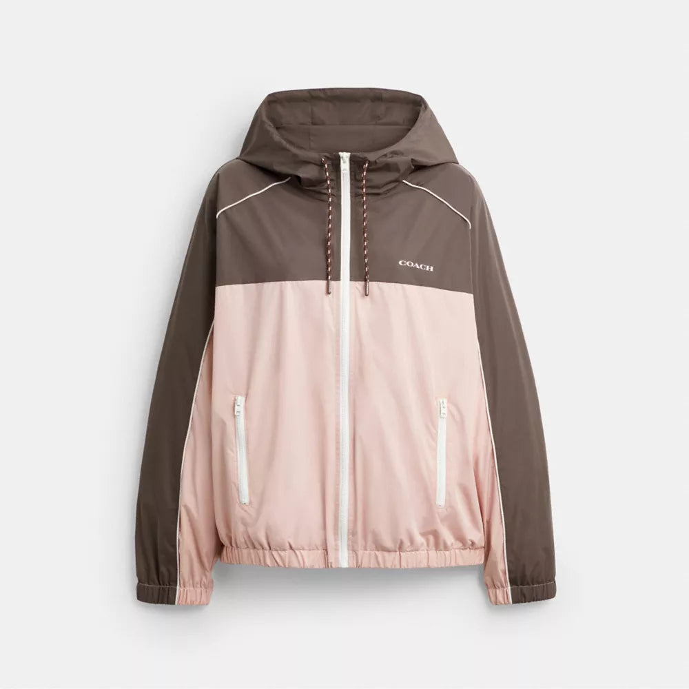 Hooded Windbreaker - Chestnut/Soft Pink