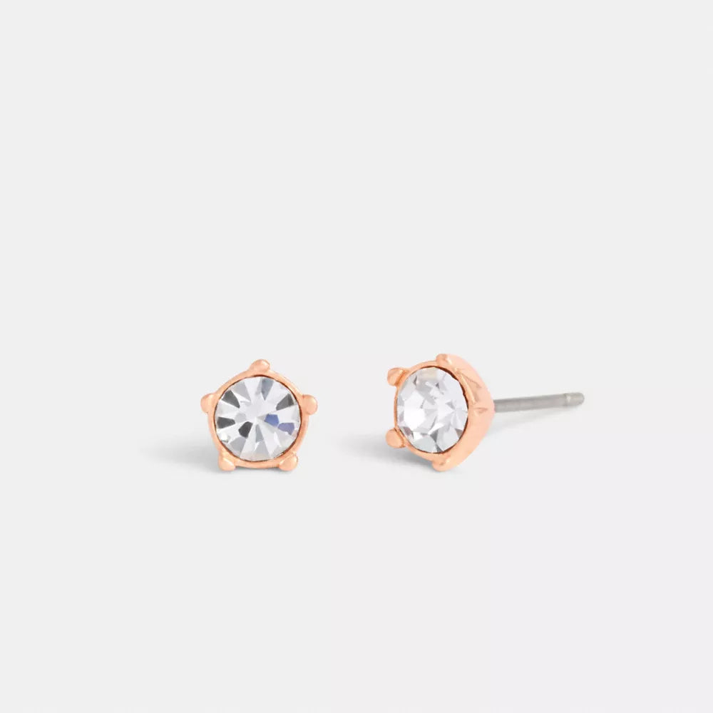 Halo Tea Rose Stud Earrings - Rose Gold