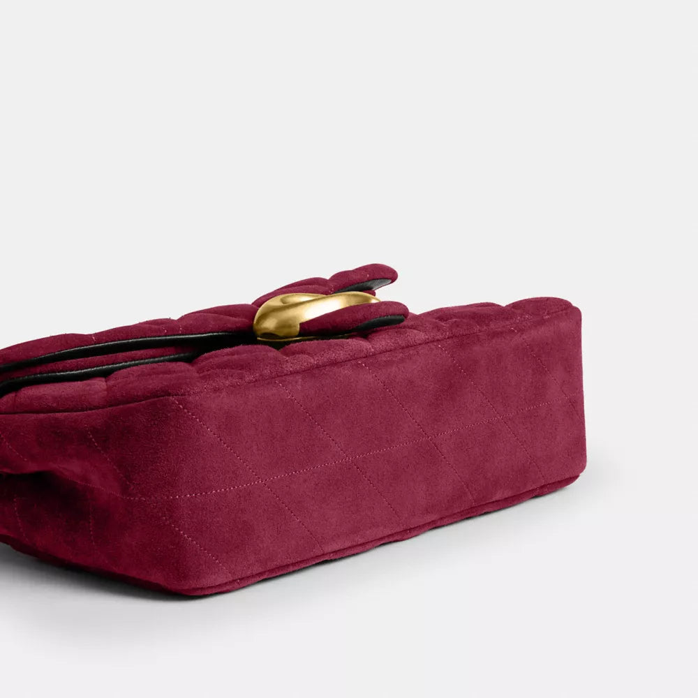 Tabby Shoulder Bag 26 With Quilting - Brass/Dark Fuchsia
