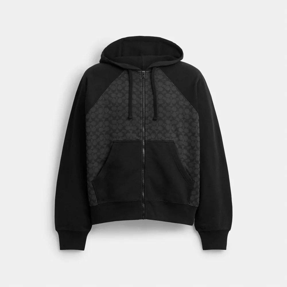 Signature Full Zip Hoodie In Organic Cotton - Charcoal Signature
