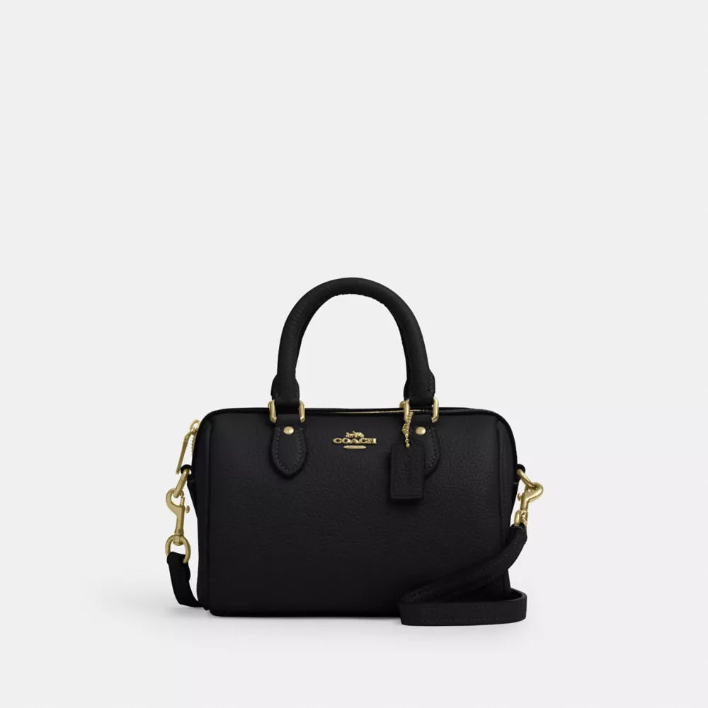 Mini Rowan Crossbody Bag - Pebbled Leather/Gold/Black