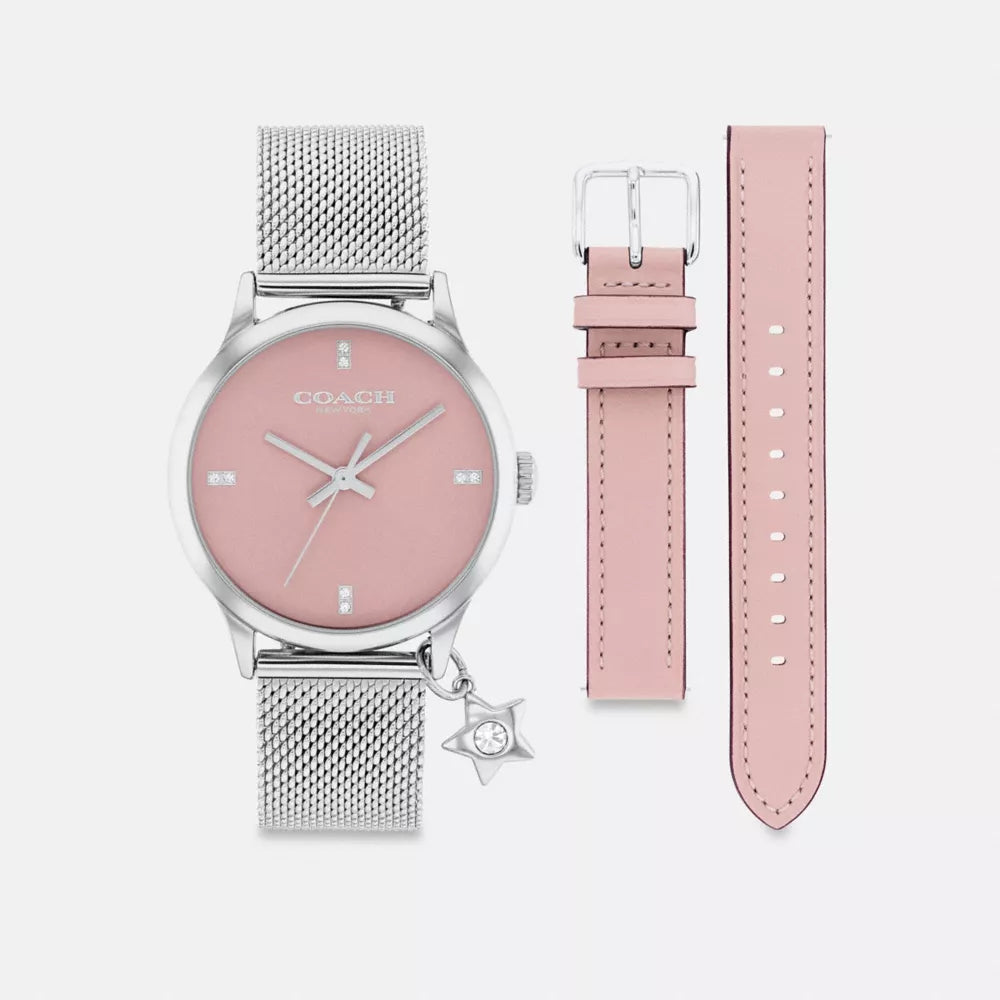 Ruby Watch Gift Set, 32MM - Stainless Steel/Blush