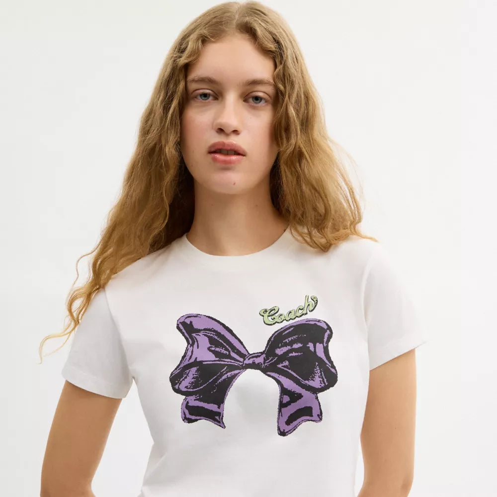 Bow T-Shirt In Organic Cotton - Vintage Ivory