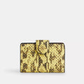 Medium Corner Zip Wallet - Snake Embossed Leather/Gold/Yellow