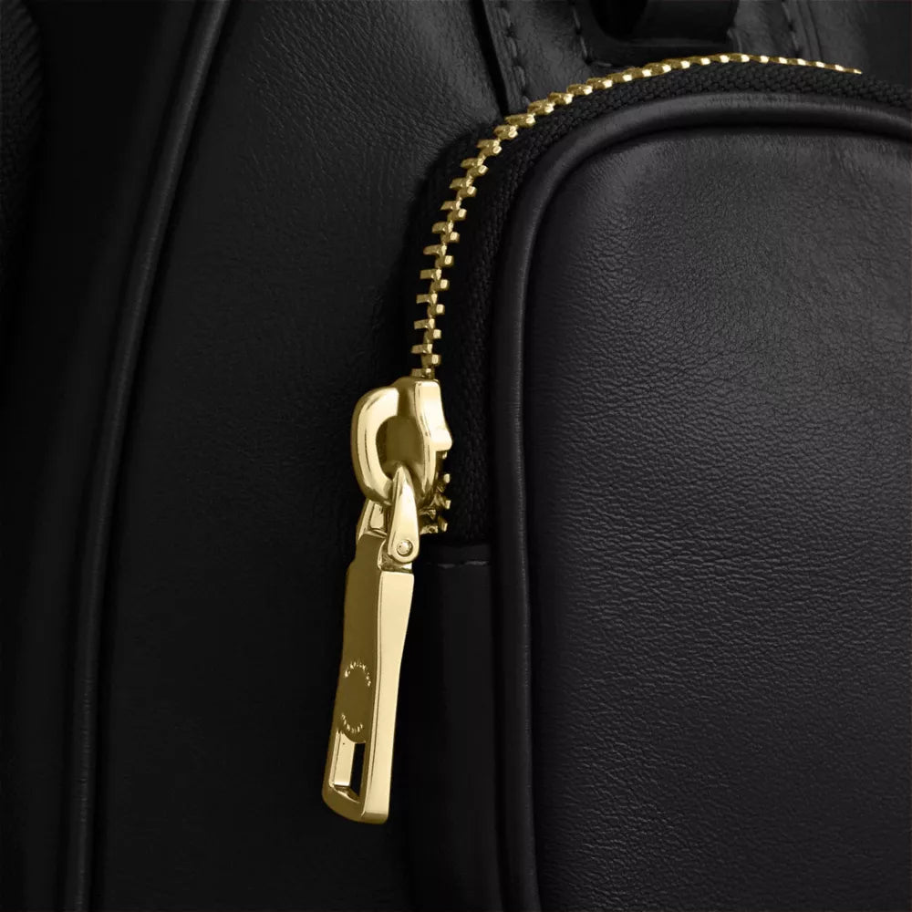 Rowan Satchel Bag With Pockets - Gold/Black