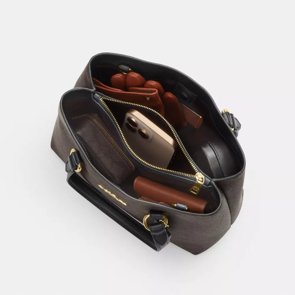 Station Carryall Bag In Signature Canvas - Gold/Walnut/Black