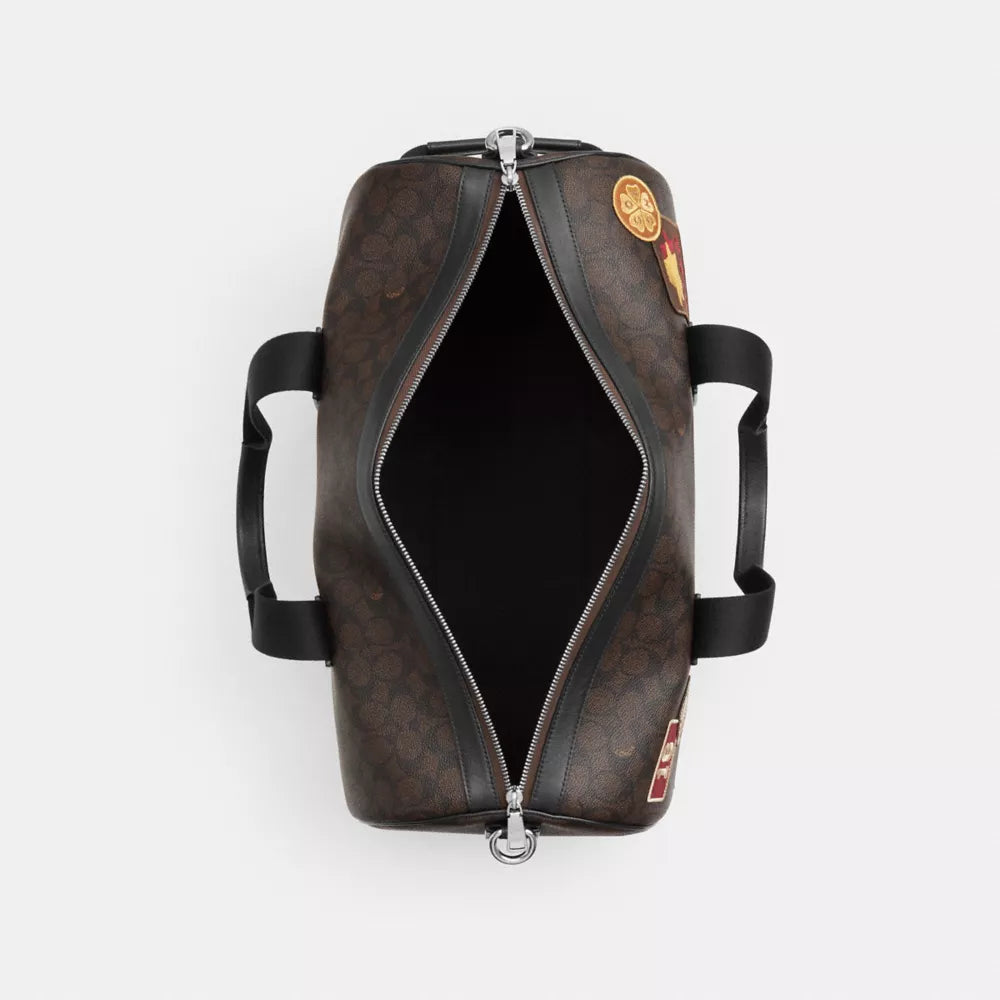 Explorer Duffle Bag 45 In Signature Canvas With Patches - Signature Canvas/Sv/Walnut/Black