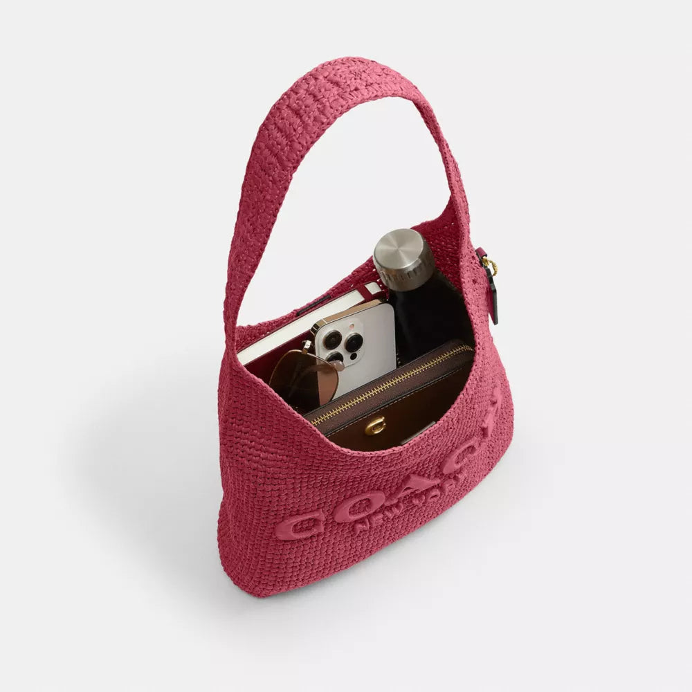 Brooklyn Shoulder Bag 28 - Straw/Brass/Dark Fuchsia
