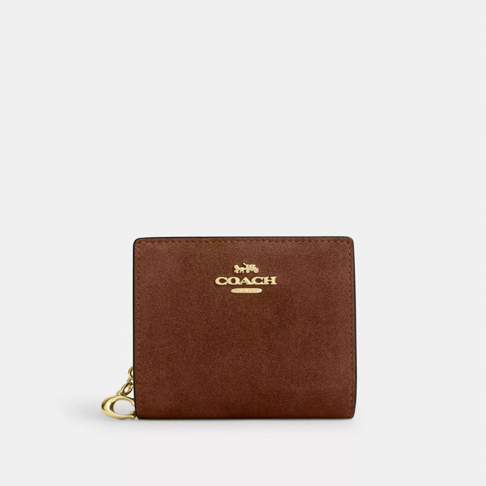 Snap Wallet - Suede/Gold/Warm Brown
