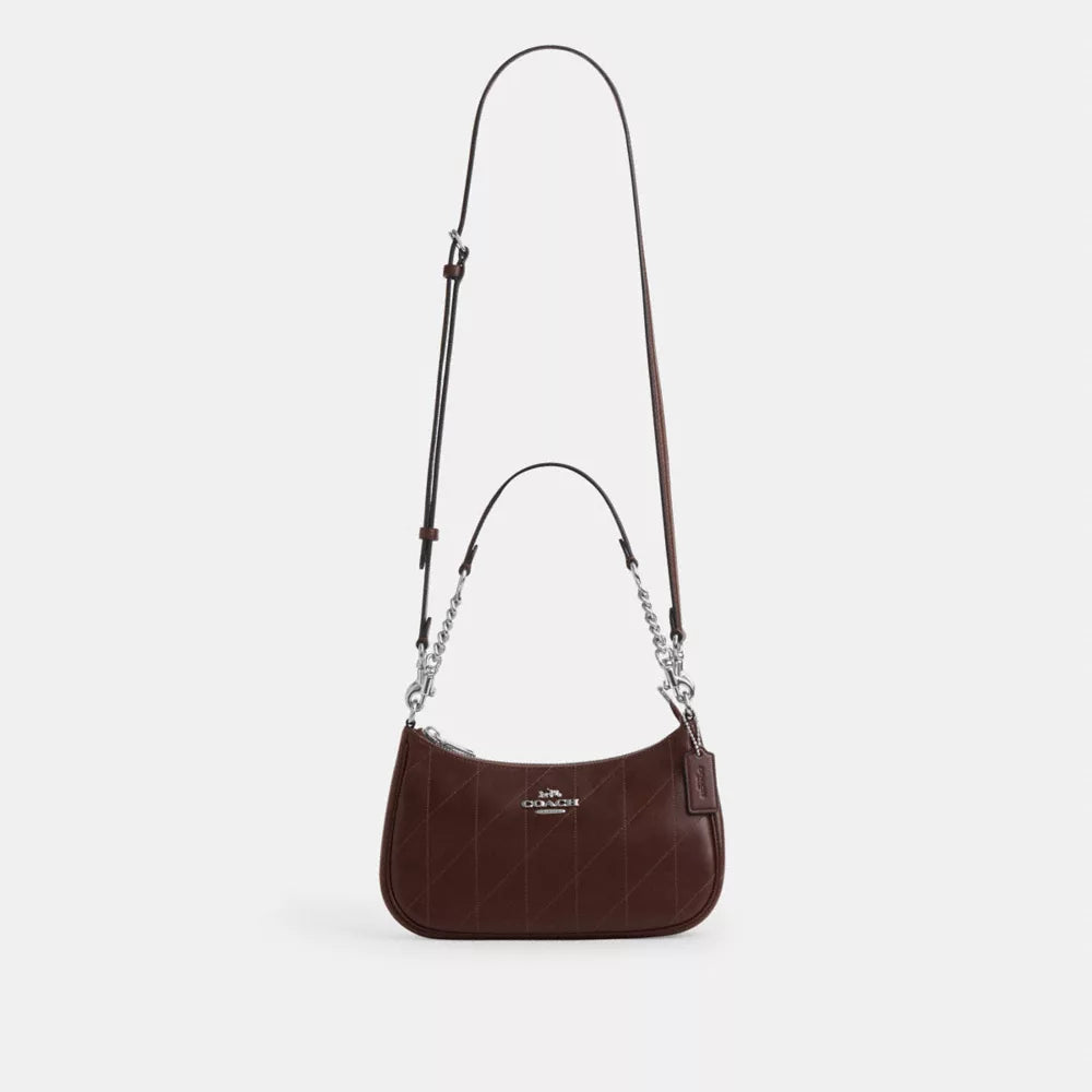 Teri Shoulder Bag With Quilting - Smooth Leather/Silver/Maple