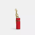 Lipstick Case Bag Charm - Glazed Leather/Gold/Bright Cherry