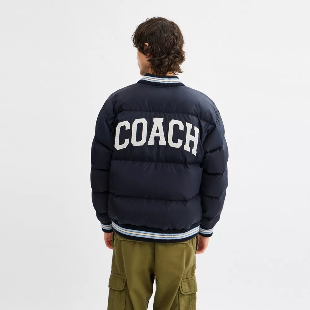 Varsity Down Jacket In Recycled Polyester - Navy