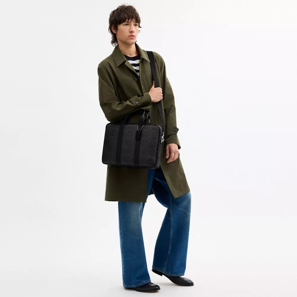Austin Brief In Signature Canvas - Signature Canvas/Silver/Black Signature