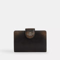 Medium Corner Zip Wallet In Loved Leather - Silver/Black Brown