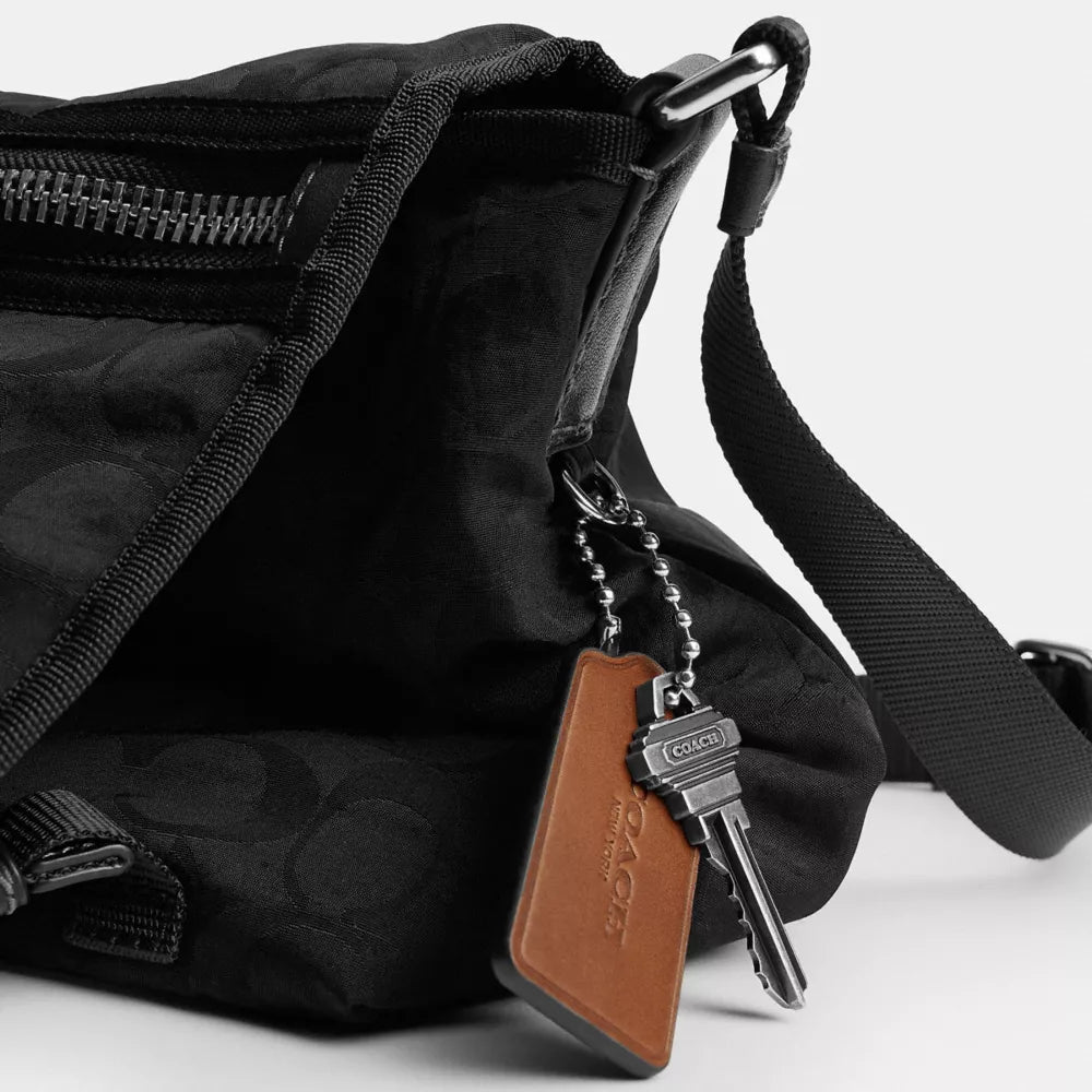 Lane Messenger In Signature Nylon - Black