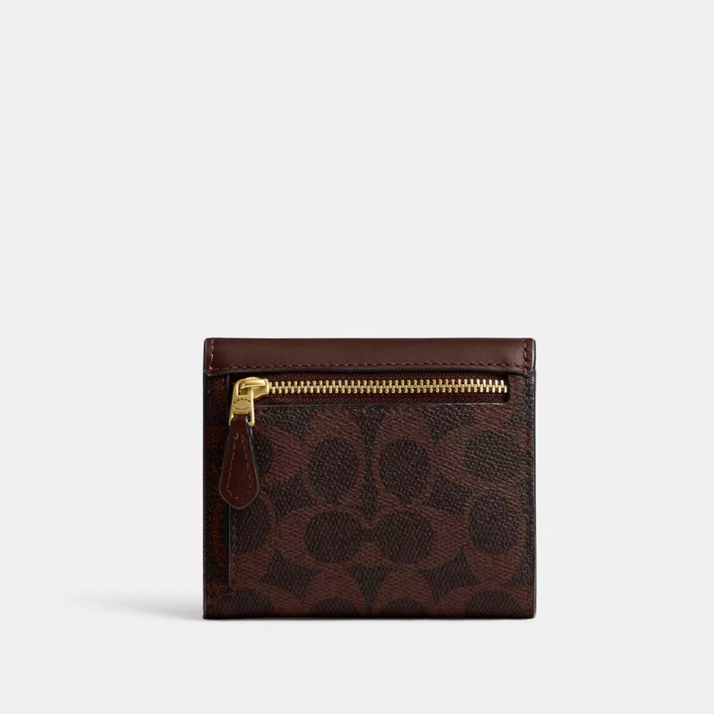 Mila Small Flap Wallet In Signature Canvas - Coated Canvas/Brass/Maple