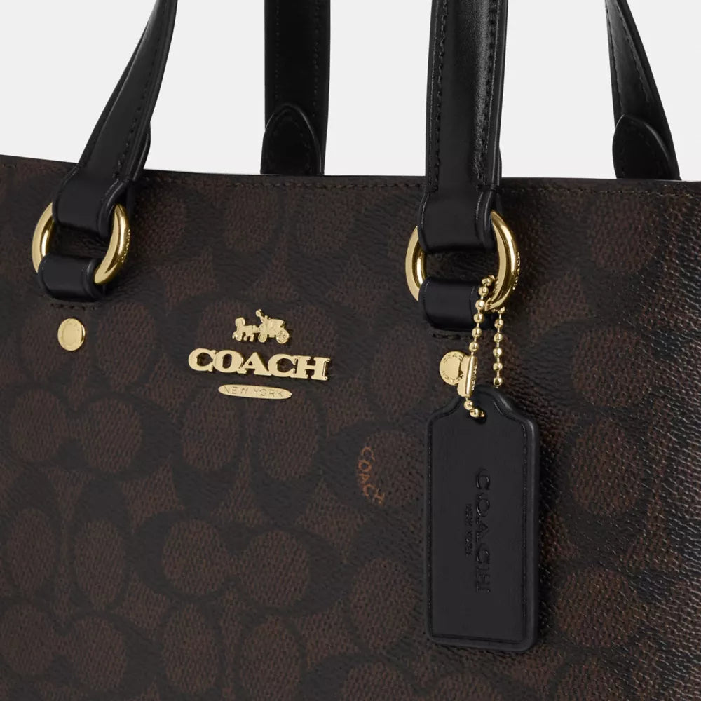 Station Carryall Bag In Signature Canvas - Gold/Walnut/Black