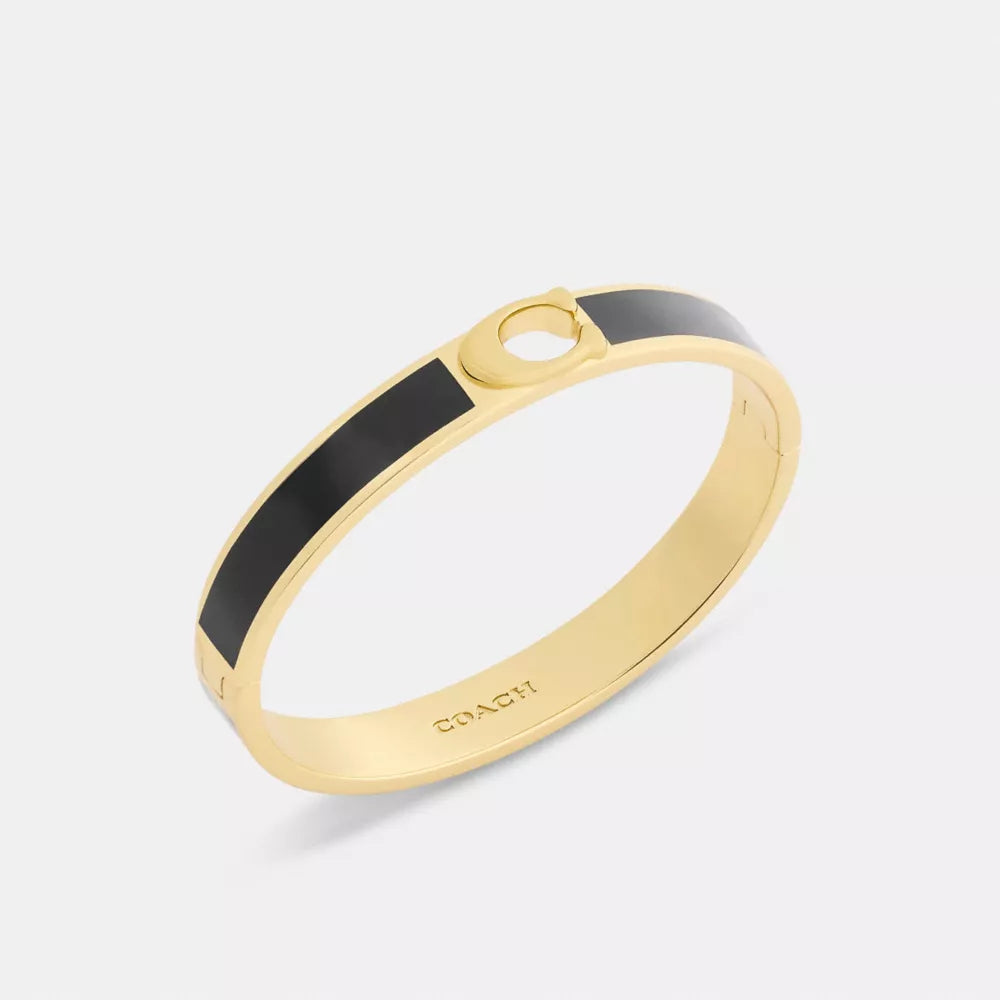 C Hinged Bangle - Gold/Black