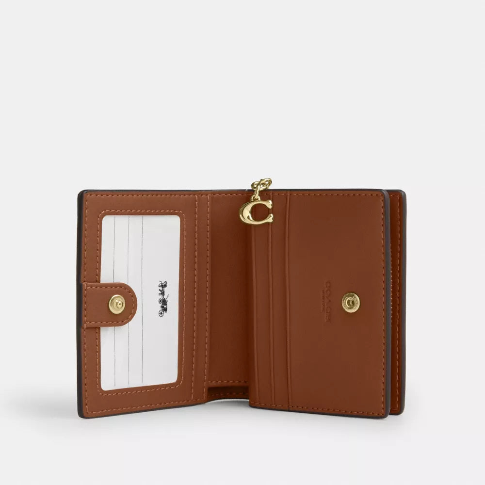 Snap Wallet - Suede/Gold/Warm Brown