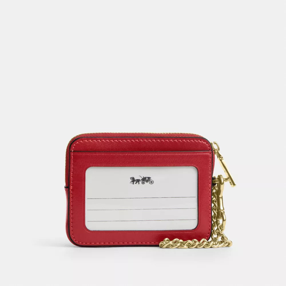 Zip Card Case - Crinkle Leather/Gold/Poppy