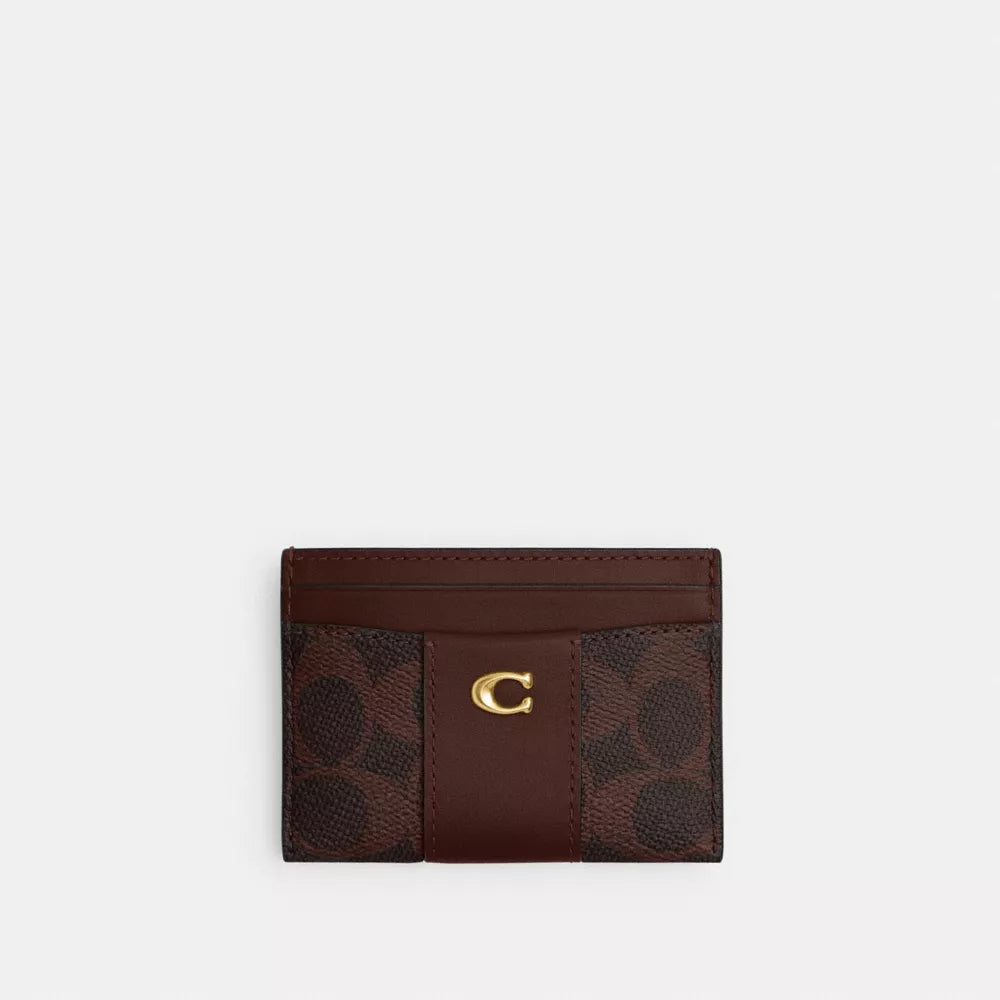 Essential Card Case In Signature Canvas - Coated Canvas/Brass/Maple