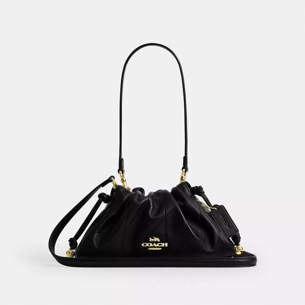 Faye Shoulder Bag With Quilting - Nappa Leather/Gold/Black