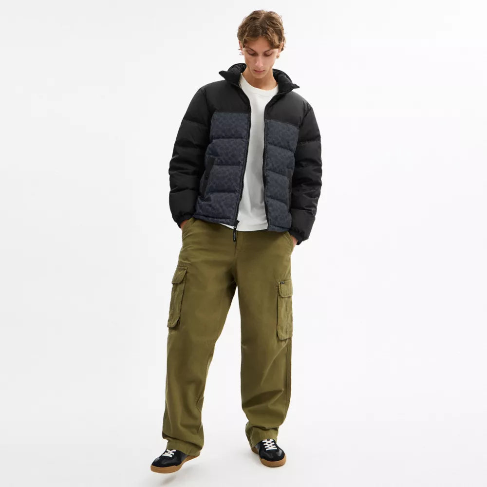 Signature Down Jacket In Recycled Polyester - Charcoal Signature