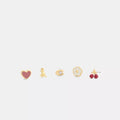 Rexy And Cherry Enamel Stud Earring Set - Gold/Multi