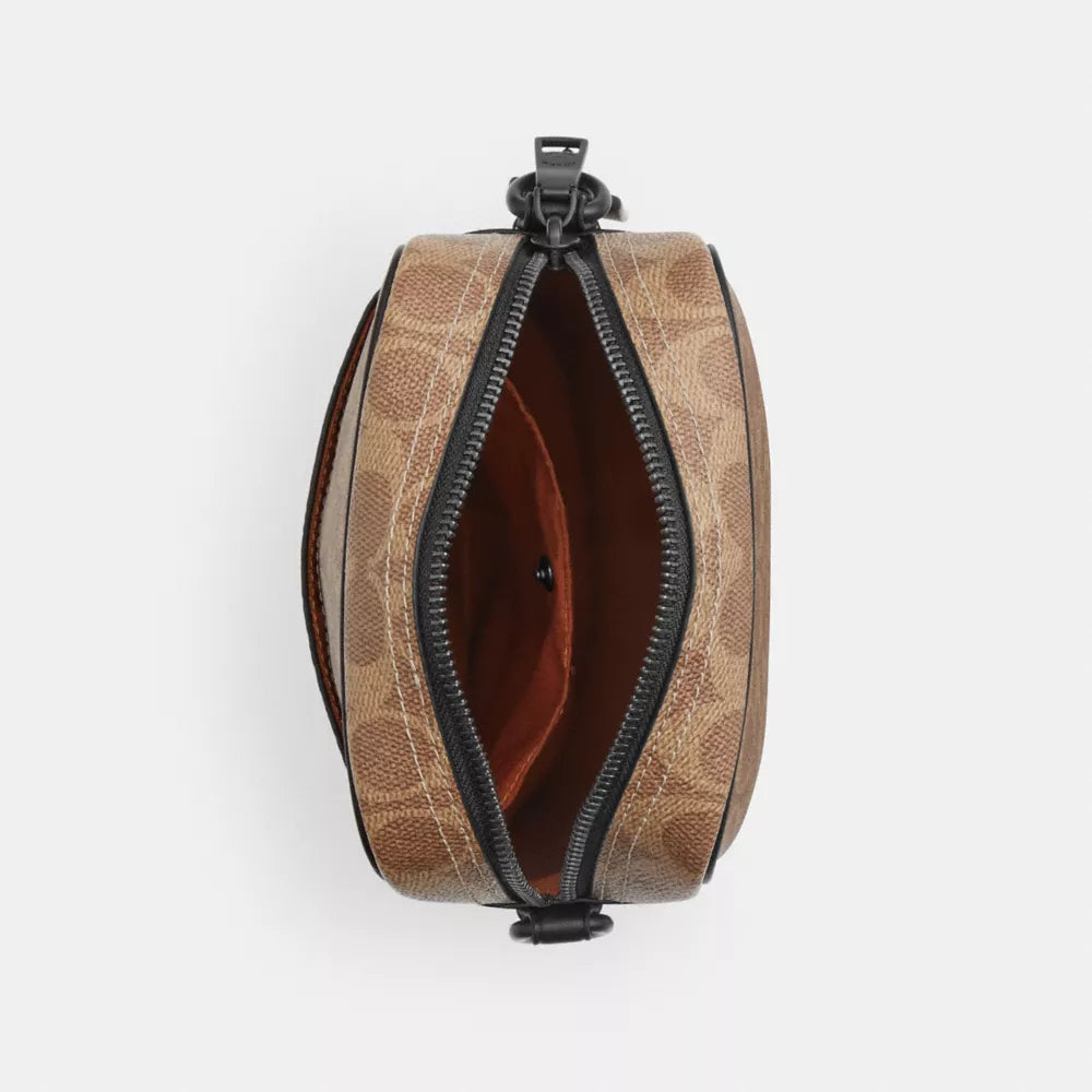 Tristan Crossbody Bag 14 In Signature Canvas - Signature Canvas/Matte Black/Tan Black