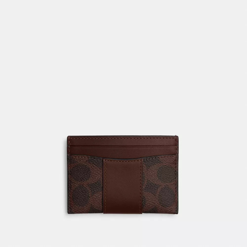 Essential Card Case In Signature Canvas - Coated Canvas/Brass/Maple