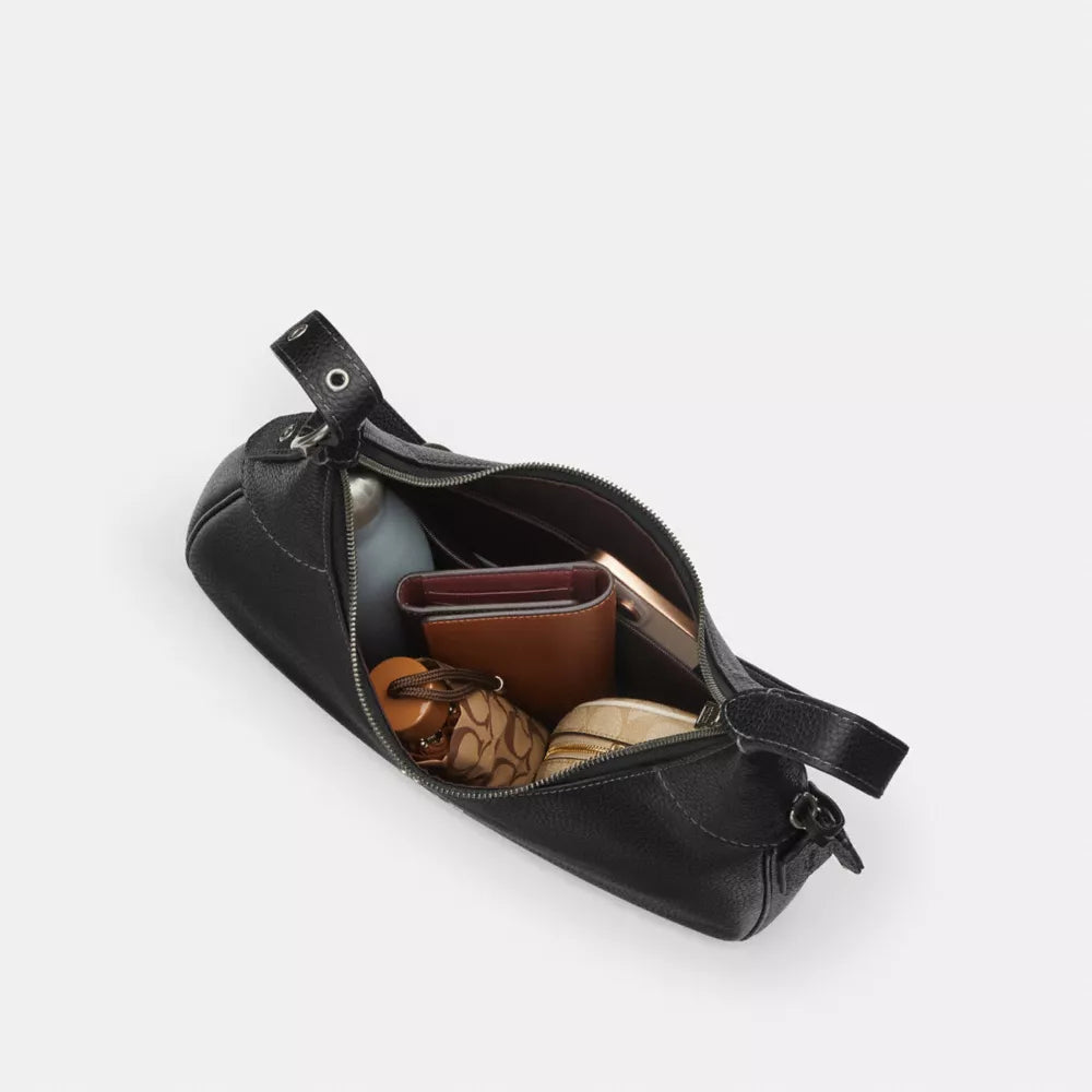 Ella Shoulder Bag - Pebbled Leather/Gunmetal/Black