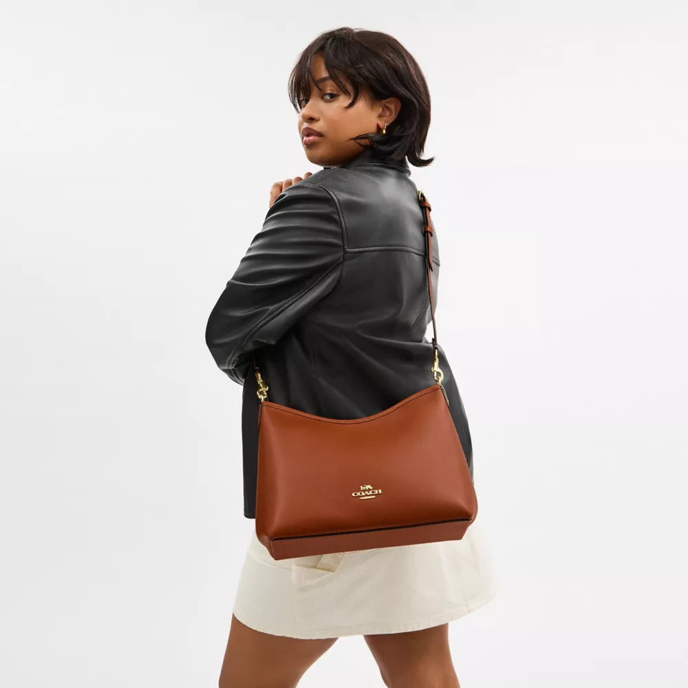 Laurel Shoulder Bag - Smooth Leather/Gold/Tan