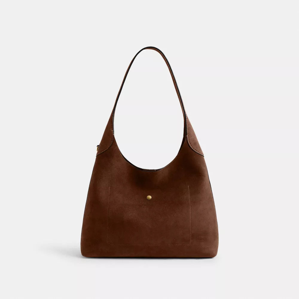 Brooklyn Shoulder Bag 34 - Suede/Brass/Warm Brown