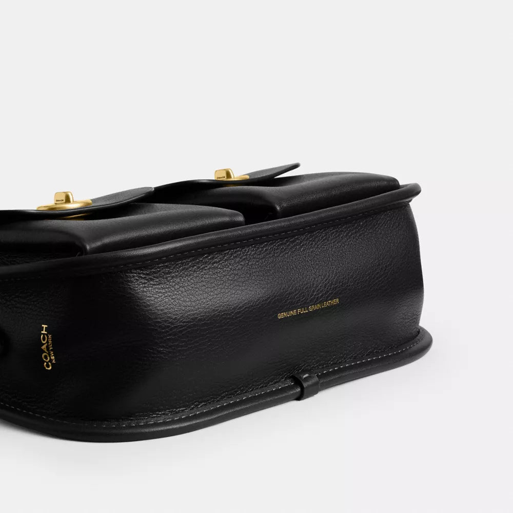 Twin Turnlock Waverly Bag - Natural Grain Leather/Brass/Black