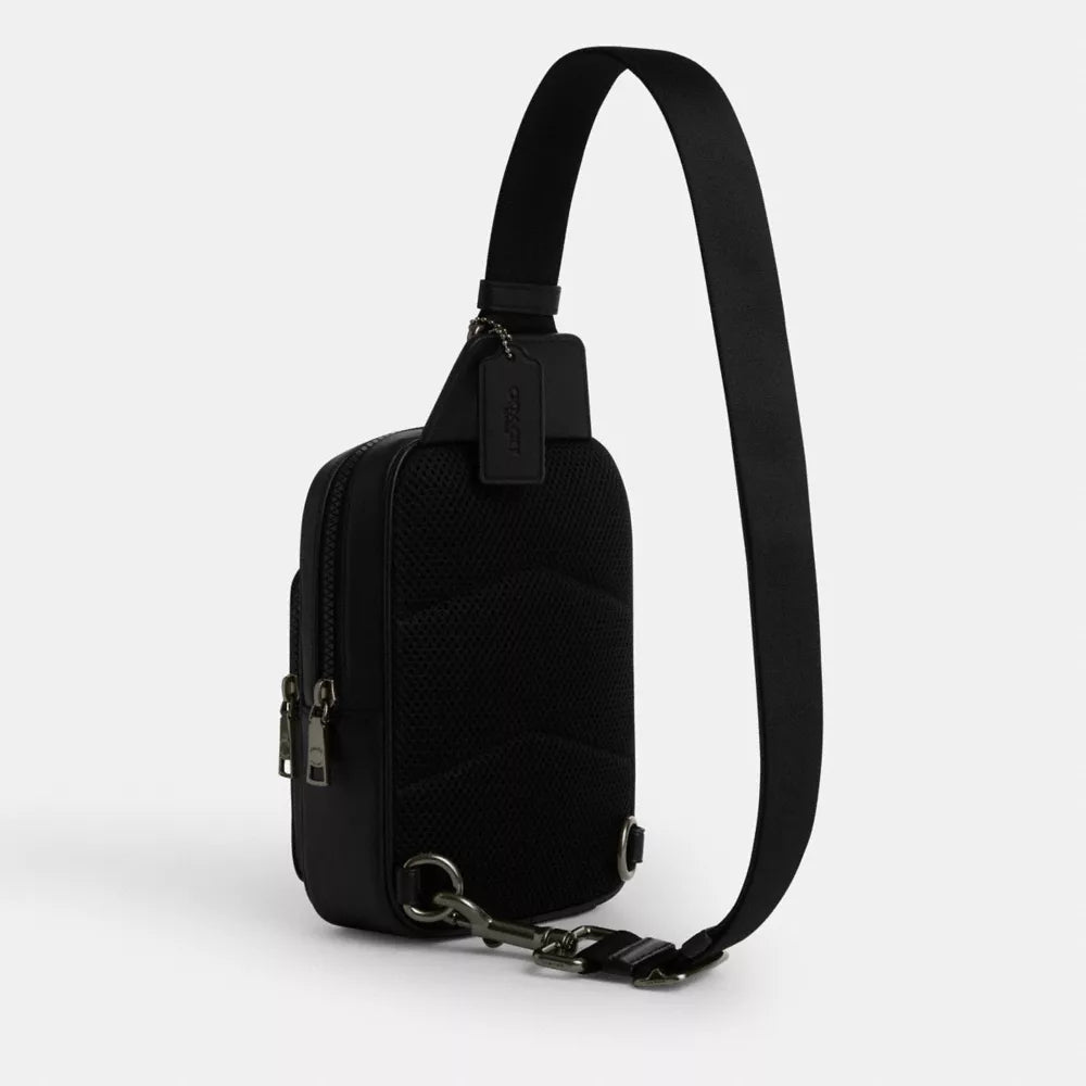 Racer Sling Pack In Signature Canvas - Signature Canvas/Gunmetal/Charcoal/Black