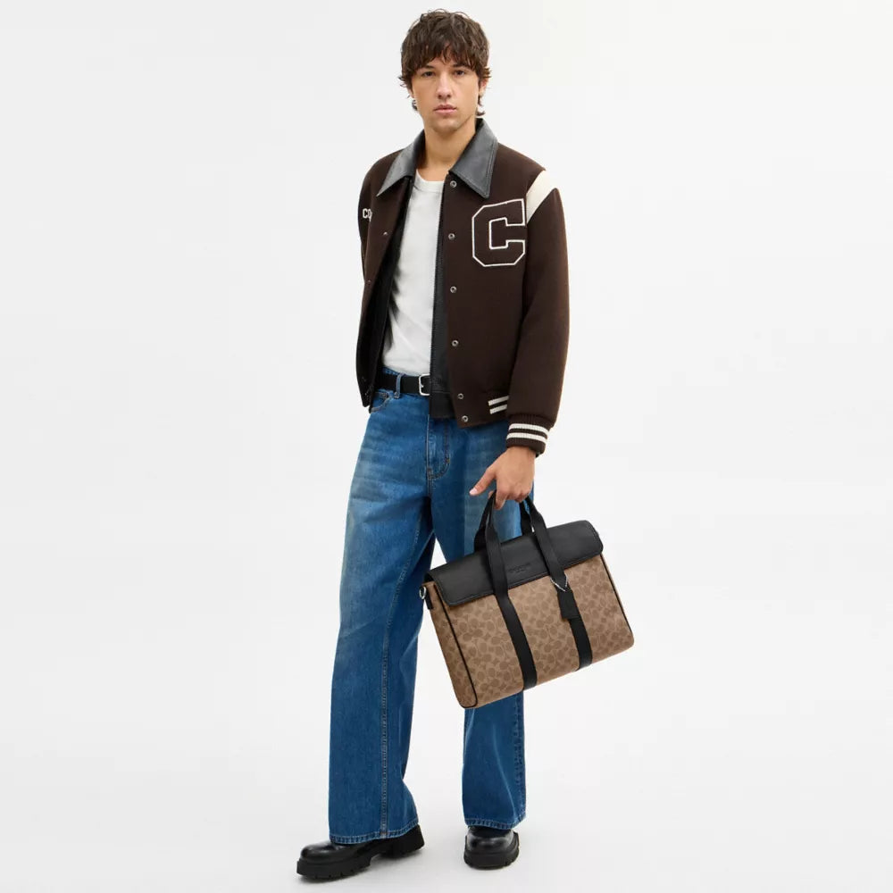 Sullivan Portfolio Brief In Signature Canvas - Signature Canvas/Silver/Tan Black
