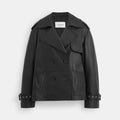 Mini Leather Trench Coat - Black