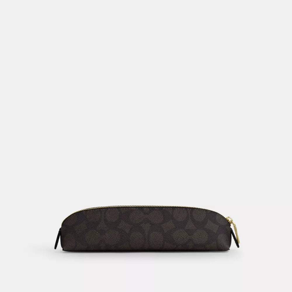 Pencil Case In Signature Canvas - Signature Canvas/Gold/Walnut/Black