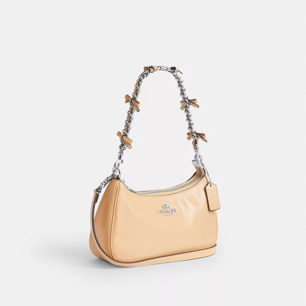 Teri Shoulder Bag With Bows - Silver/Light Sand