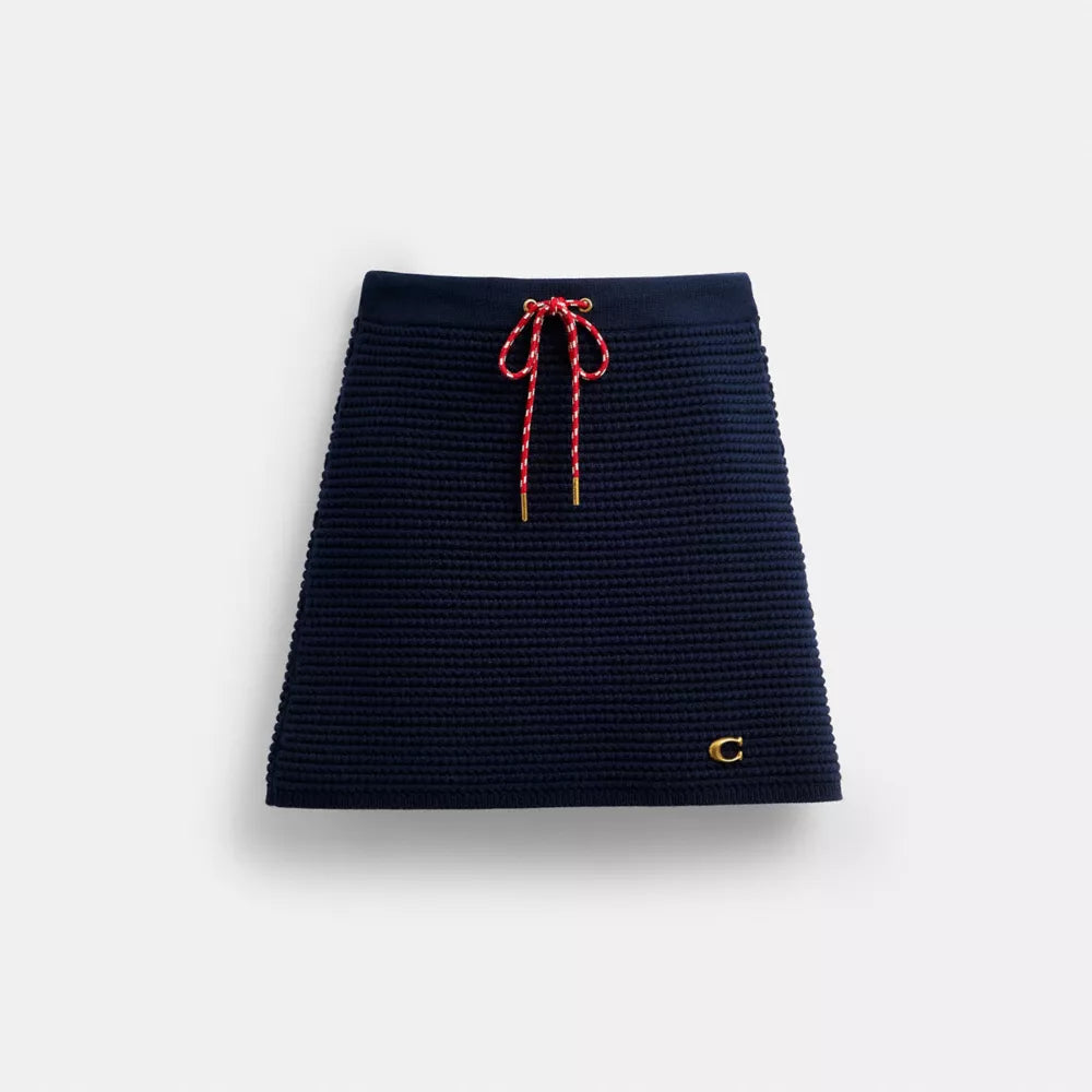 Textured Knit Skirt - Navy Blue