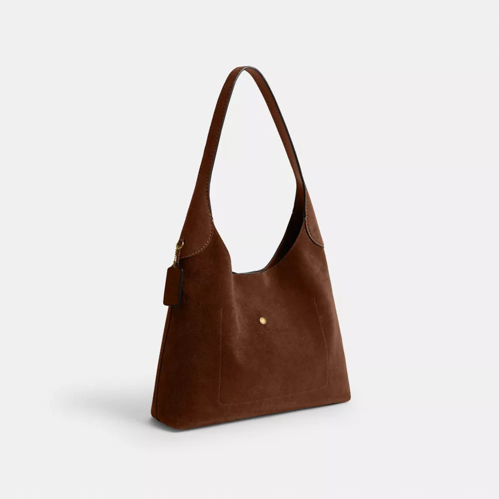 Brooklyn Shoulder Bag 34 - Suede/Brass/Warm Brown