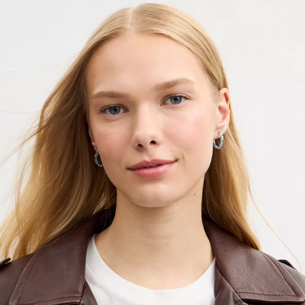 Linked C Small Hoop Earrings - Silver