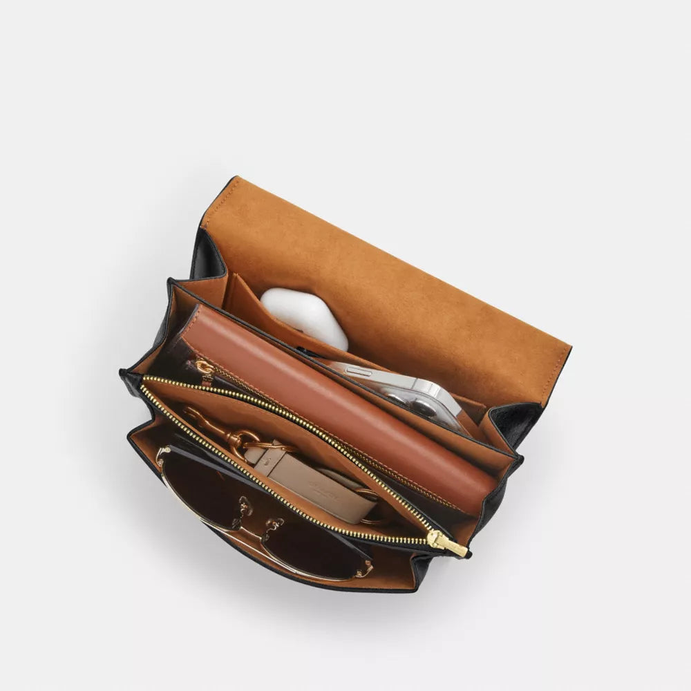 Klare Crossbody Bag In Signature Canvas - Gold/Walnut/Black