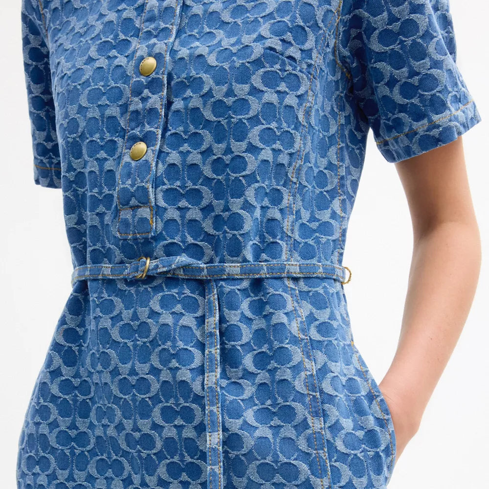 Signature Denim Dress In Organic Cotton - Medium Blue