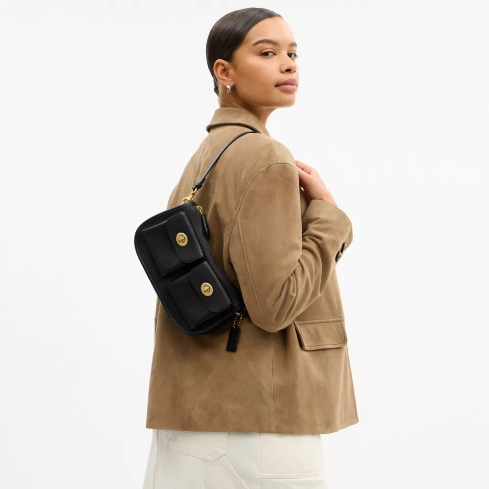Twin Turnlock Waverly Bag - Natural Grain Leather/Brass/Black